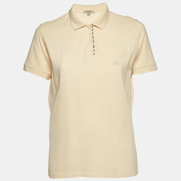 Burberry London Cotton Pique Polo T-Shirt in Cream size Medium - Picture 1 of 9